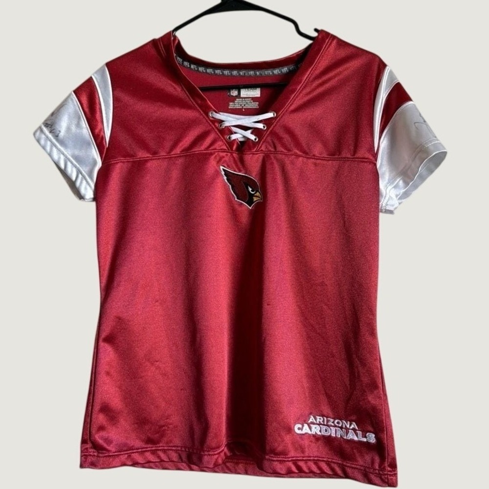 NFL Team Apparel Arizona Cardinals Jersey Large Lace Up Fan Gear Polyester Red